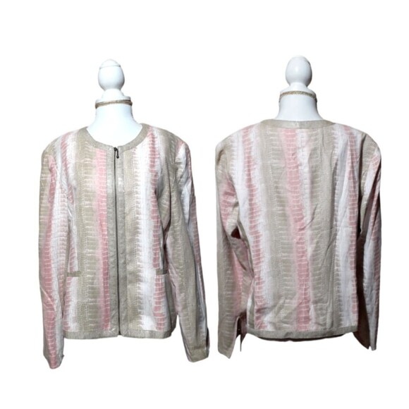 City Girl 2 Pc Women's set Jacket & Blouse Snake Print Pink Multi Color Sz Large - Picture 3 of 11